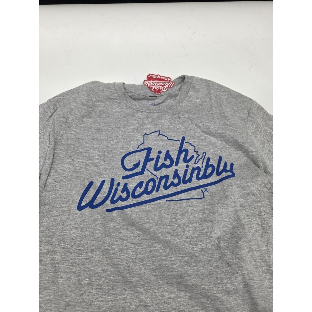 Fish Wisconsibly Humourous Wisconsin Fishing Gray T Shirt Size XL - Picture 4 of 13